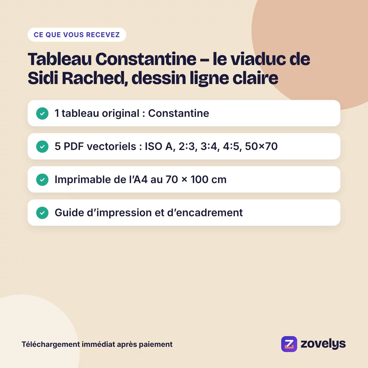 Tableau Constantine – le viaduc de Sidi Rached, dessin ligne claire – aperçu 4
