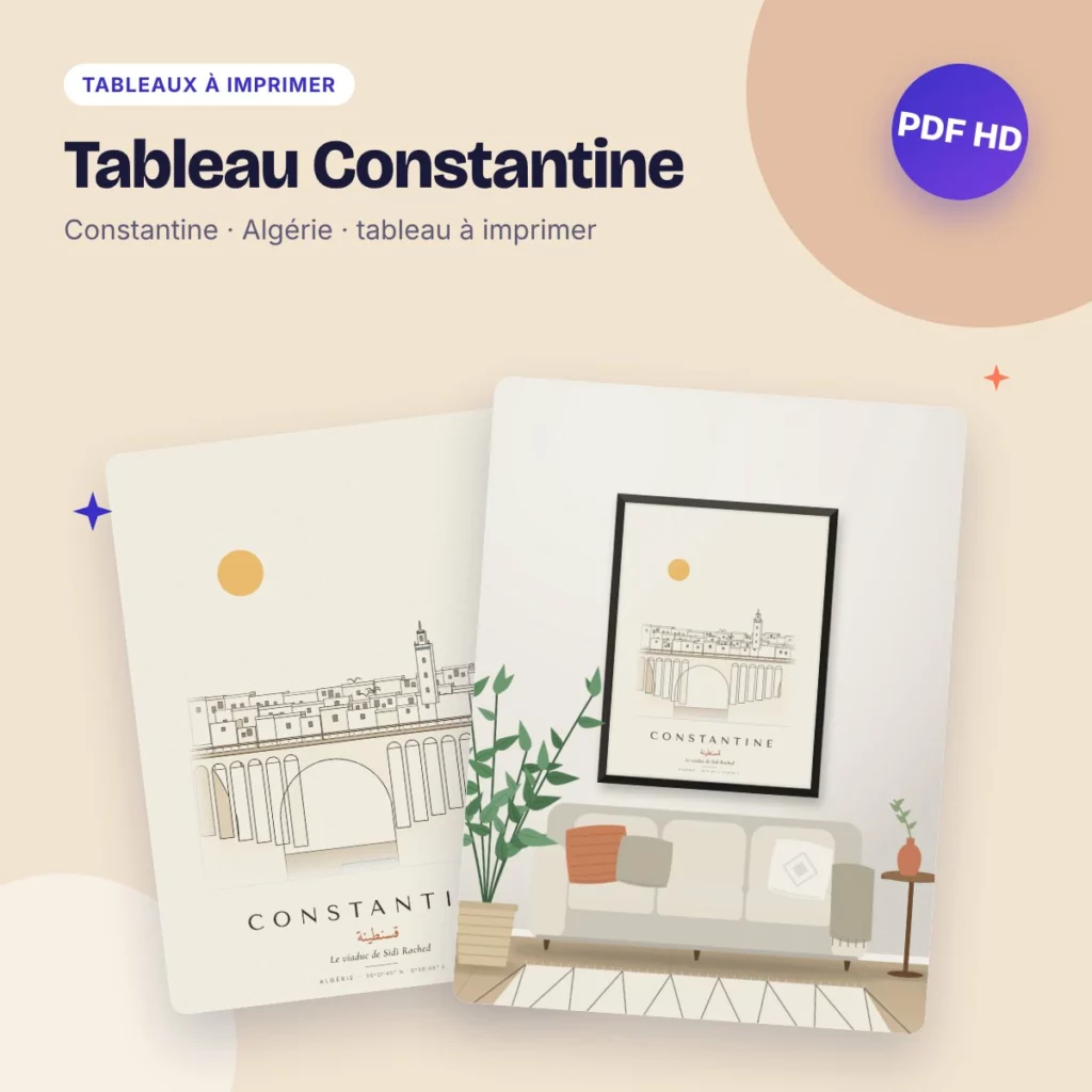 Tableau Constantine – le viaduc de Sidi Rached, dessin ligne claire