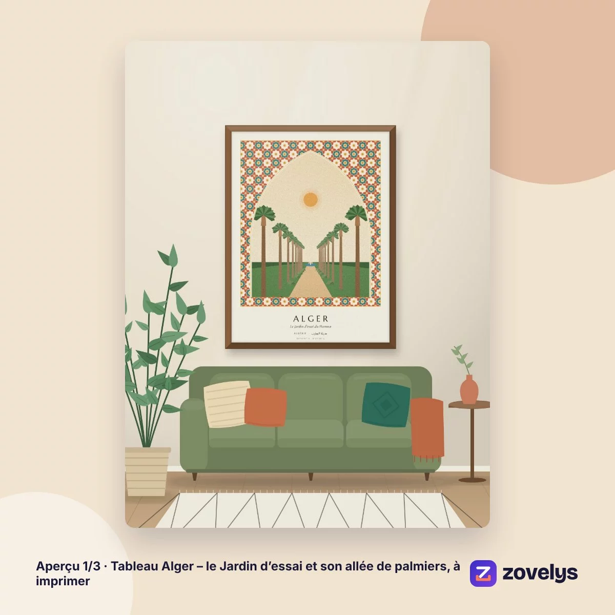 Tableau Alger – le Jardin d’essai et son allée de palmiers, à imprimer – aperçu 1