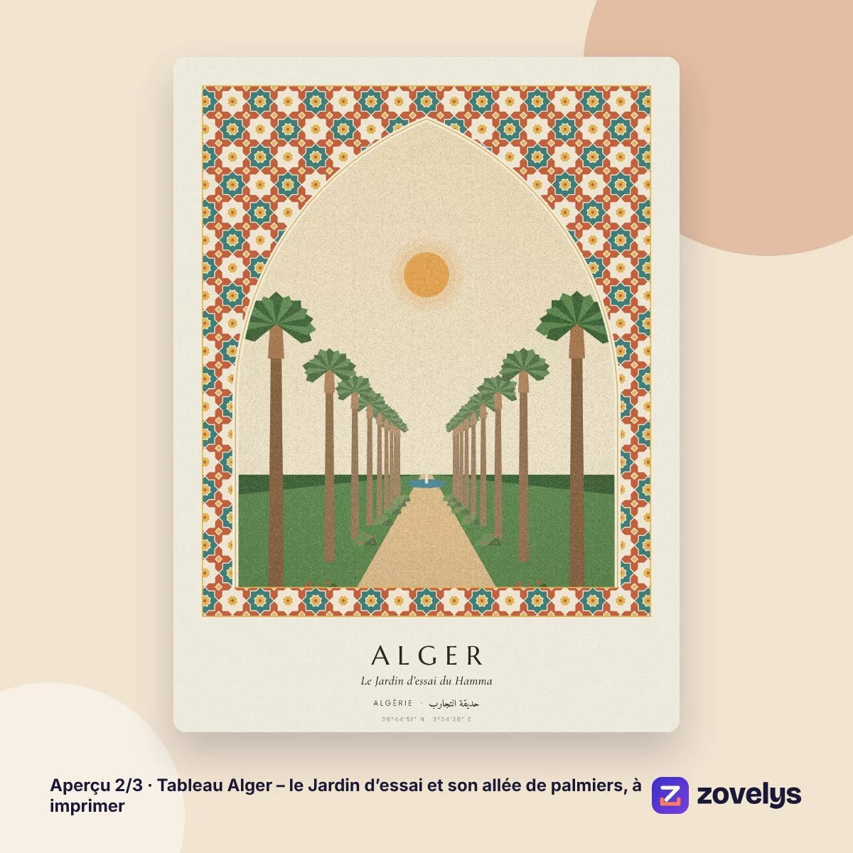 Tableau Alger – le Jardin d’essai et son allée de palmiers, à imprimer – aperçu 2