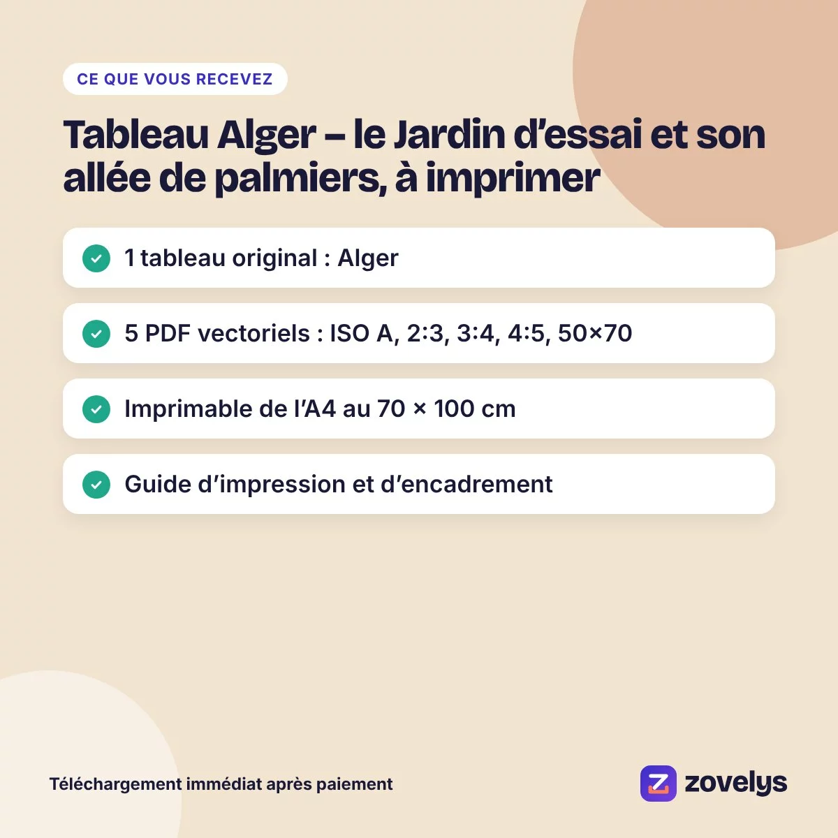 Tableau Alger – le Jardin d’essai et son allée de palmiers, à imprimer – aperçu 4