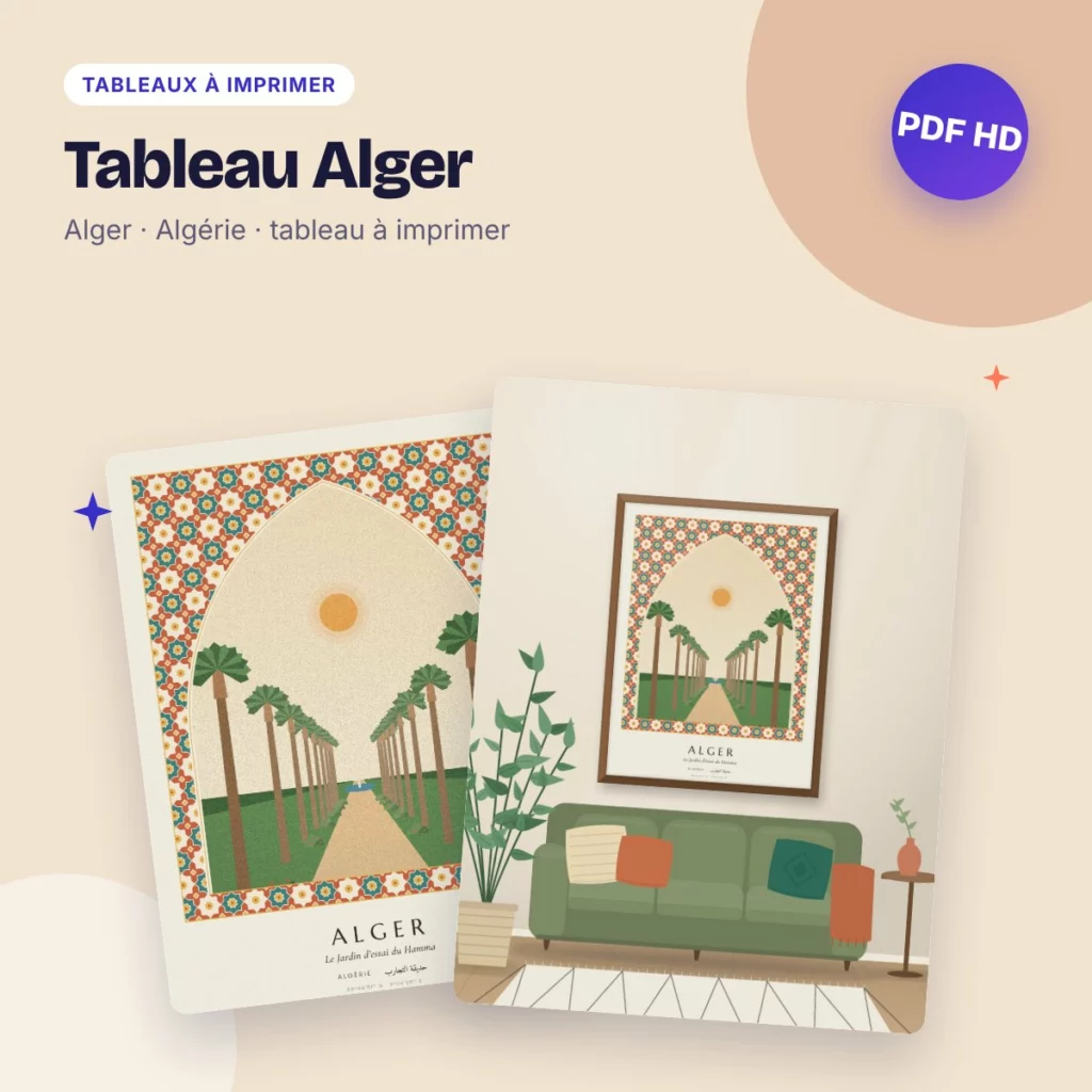 Tableau Alger – le Jardin d’essai et son allée de palmiers, à imprimer