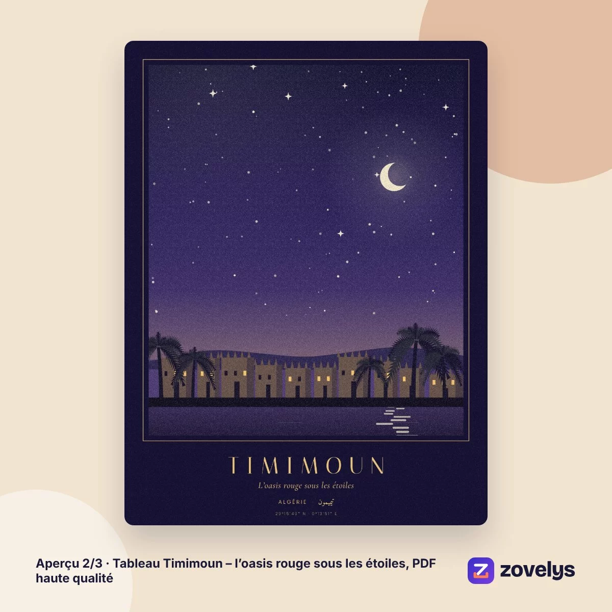 Tableau Timimoun – l’oasis rouge sous les étoiles, PDF haute qualité – aperçu 2
