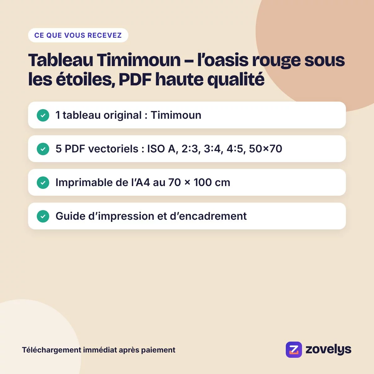 Tableau Timimoun – l’oasis rouge sous les étoiles, PDF haute qualité – aperçu 4