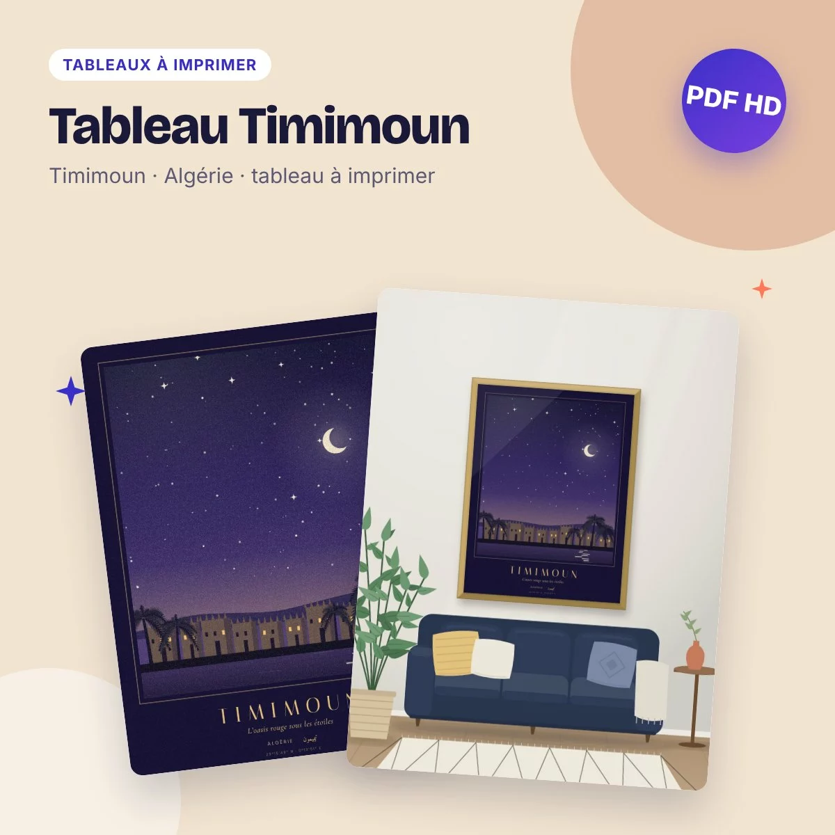Tableau Timimoun – l’oasis rouge sous les étoiles, PDF haute qualité