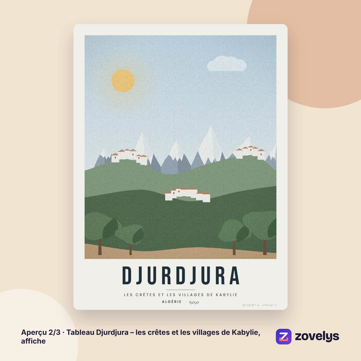 Tableau Djurdjura – les crêtes et les villages de Kabylie, affiche – aperçu 2