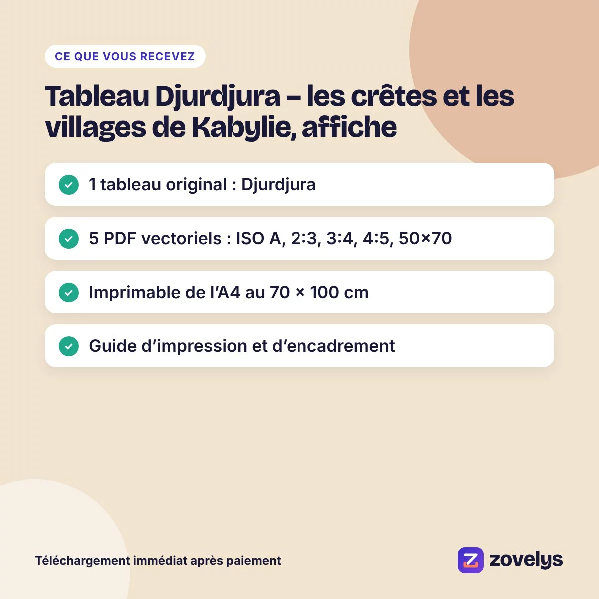 Tableau Djurdjura – les crêtes et les villages de Kabylie, affiche – aperçu 4