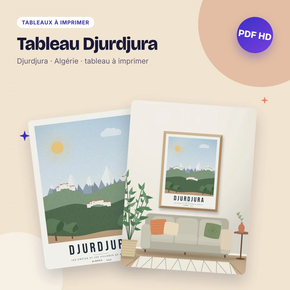Tableau Djurdjura – les crêtes et les villages de Kabylie, affiche