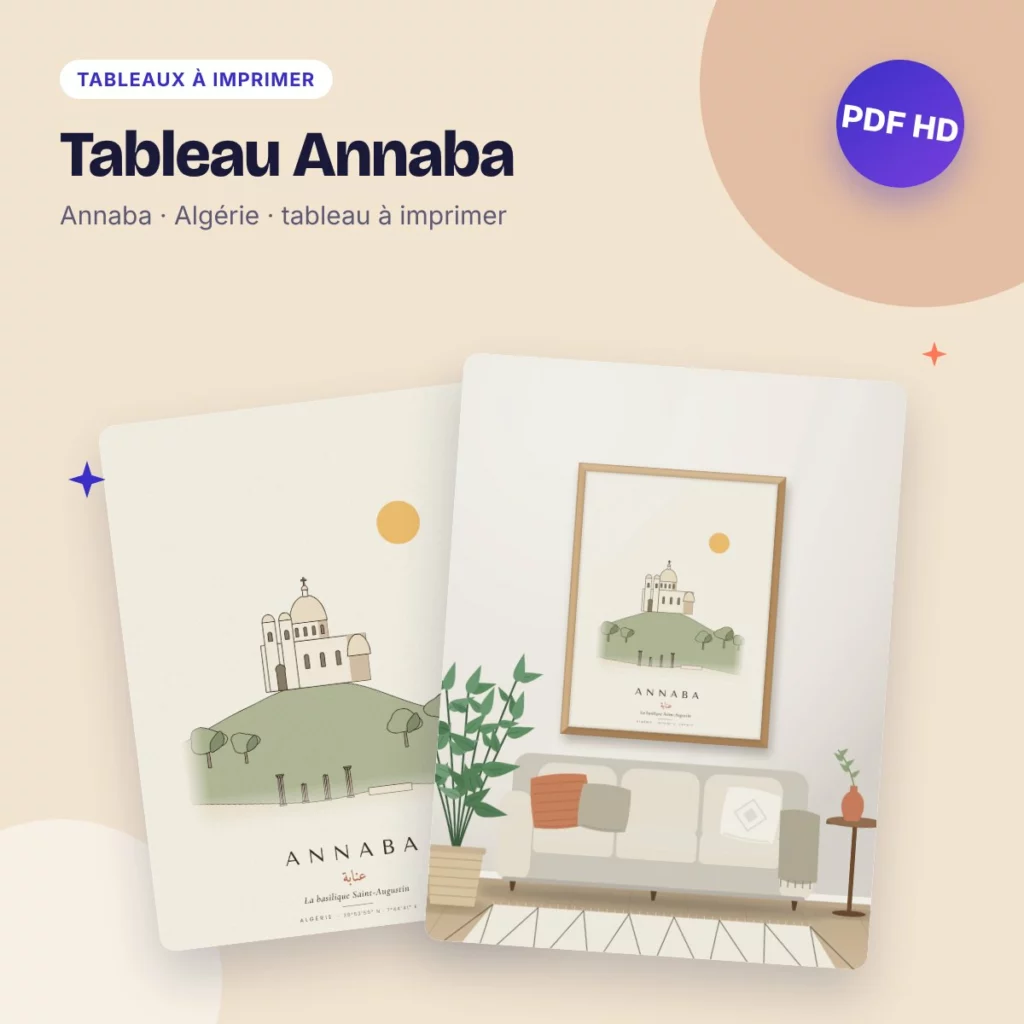 Tableau Annaba – la basilique Saint-Augustin, dessin ligne claire
