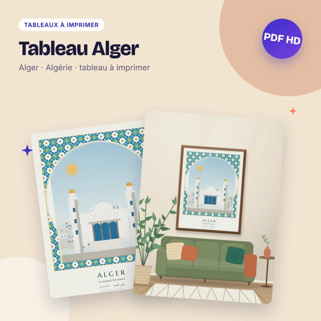 Tableau Alger – la mosquée Ketchaoua au pied de la Casbah, PDF