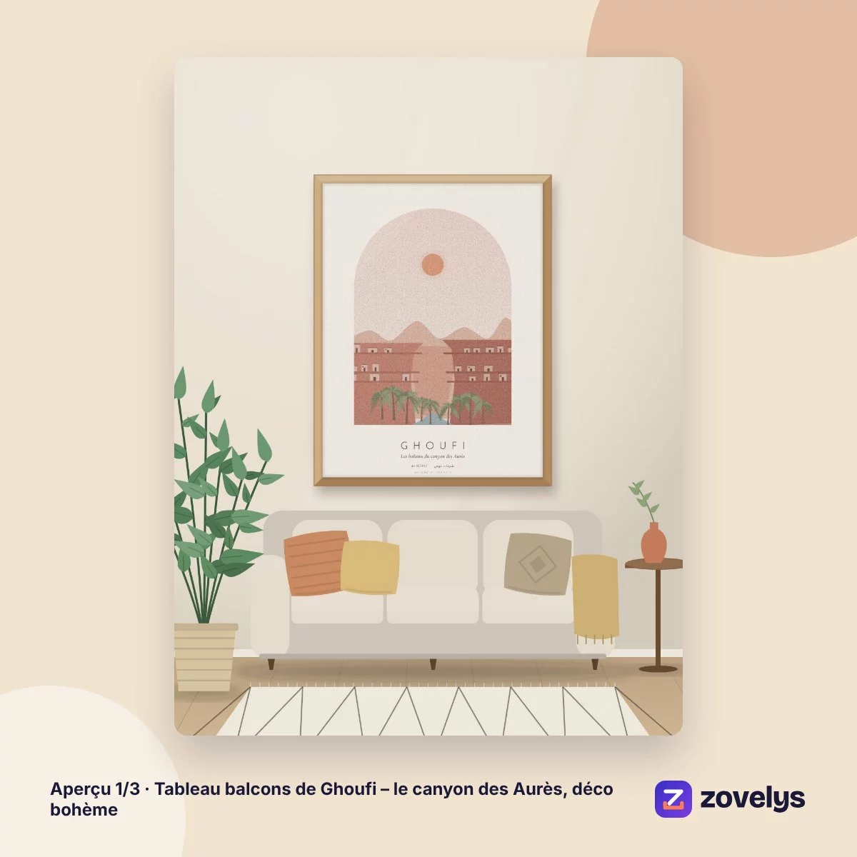 Tableau balcons de Ghoufi – le canyon des Aurès, déco bohème – aperçu 1