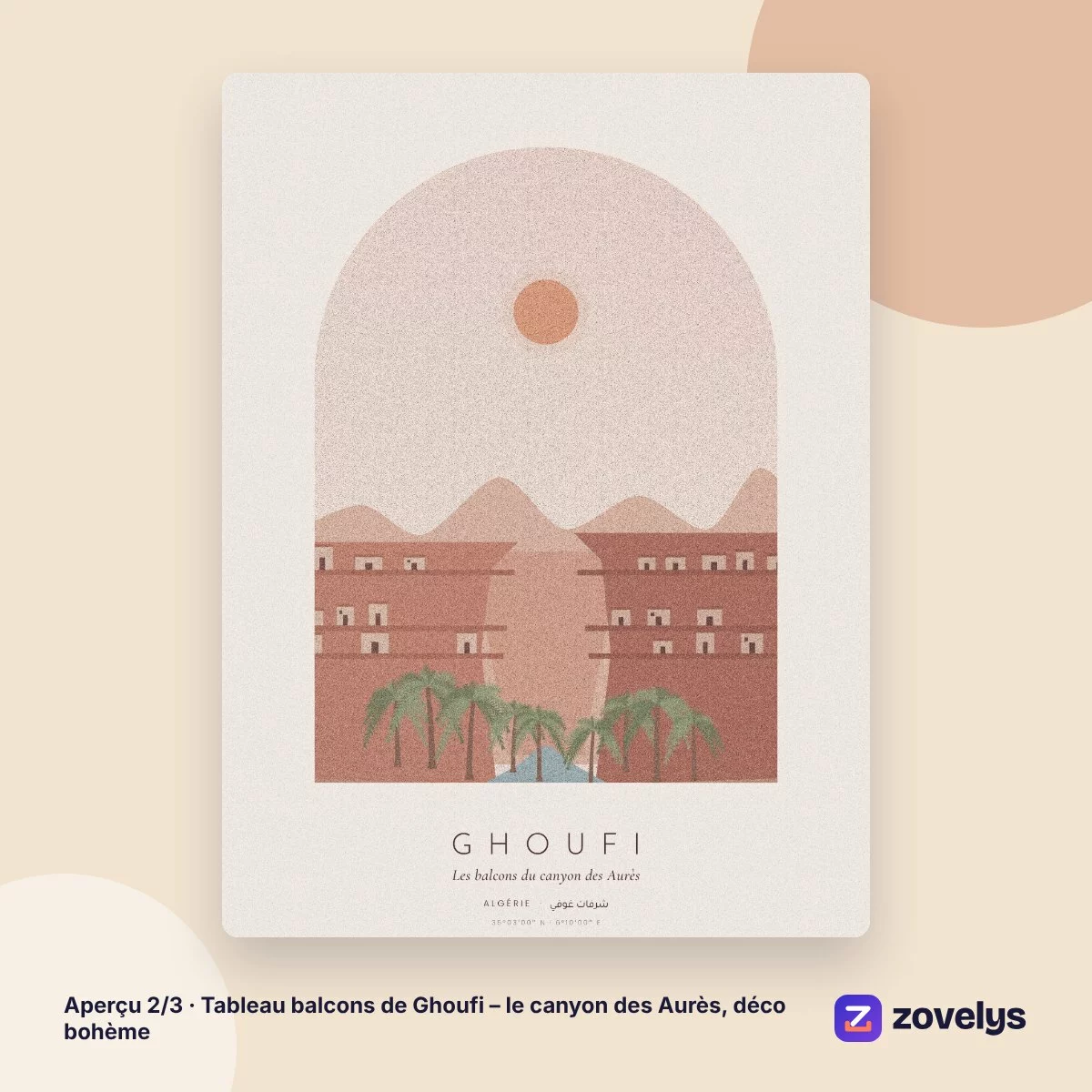 Tableau balcons de Ghoufi – le canyon des Aurès, déco bohème – aperçu 2