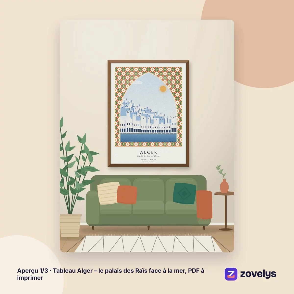 Tableau Alger – le palais des Raïs face à la mer, PDF à imprimer – aperçu 1