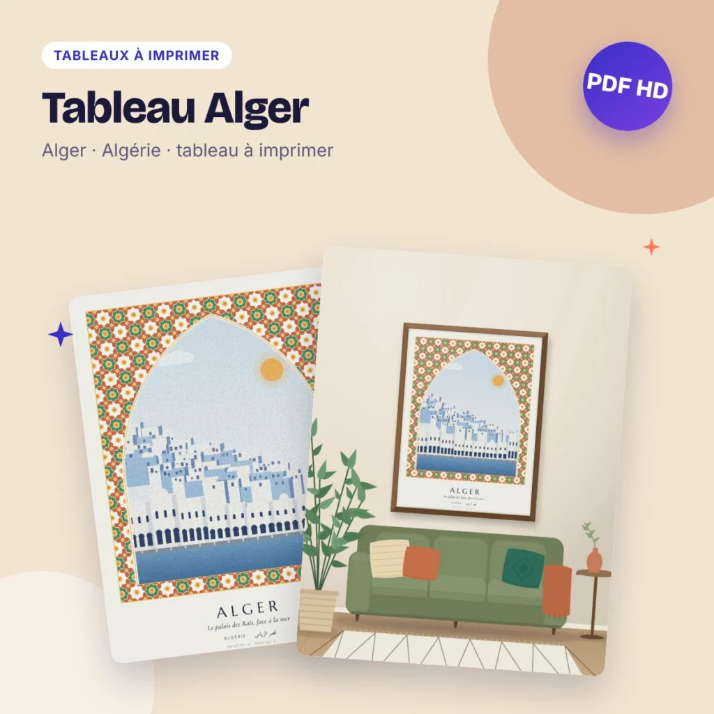 Tableau Alger – le palais des Raïs face à la mer, PDF à imprimer