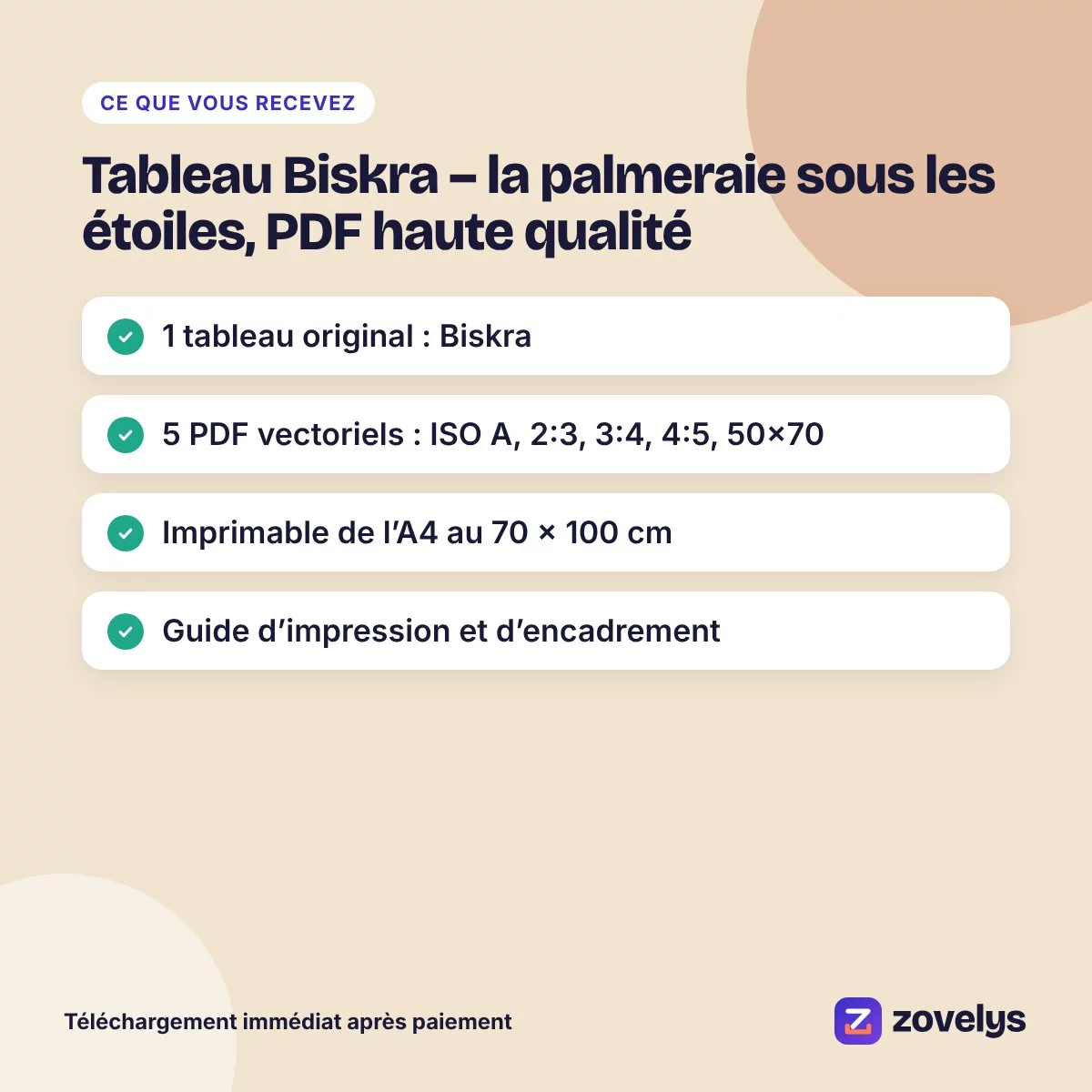 Tableau Biskra – la palmeraie sous les étoiles, PDF haute qualité – aperçu 4