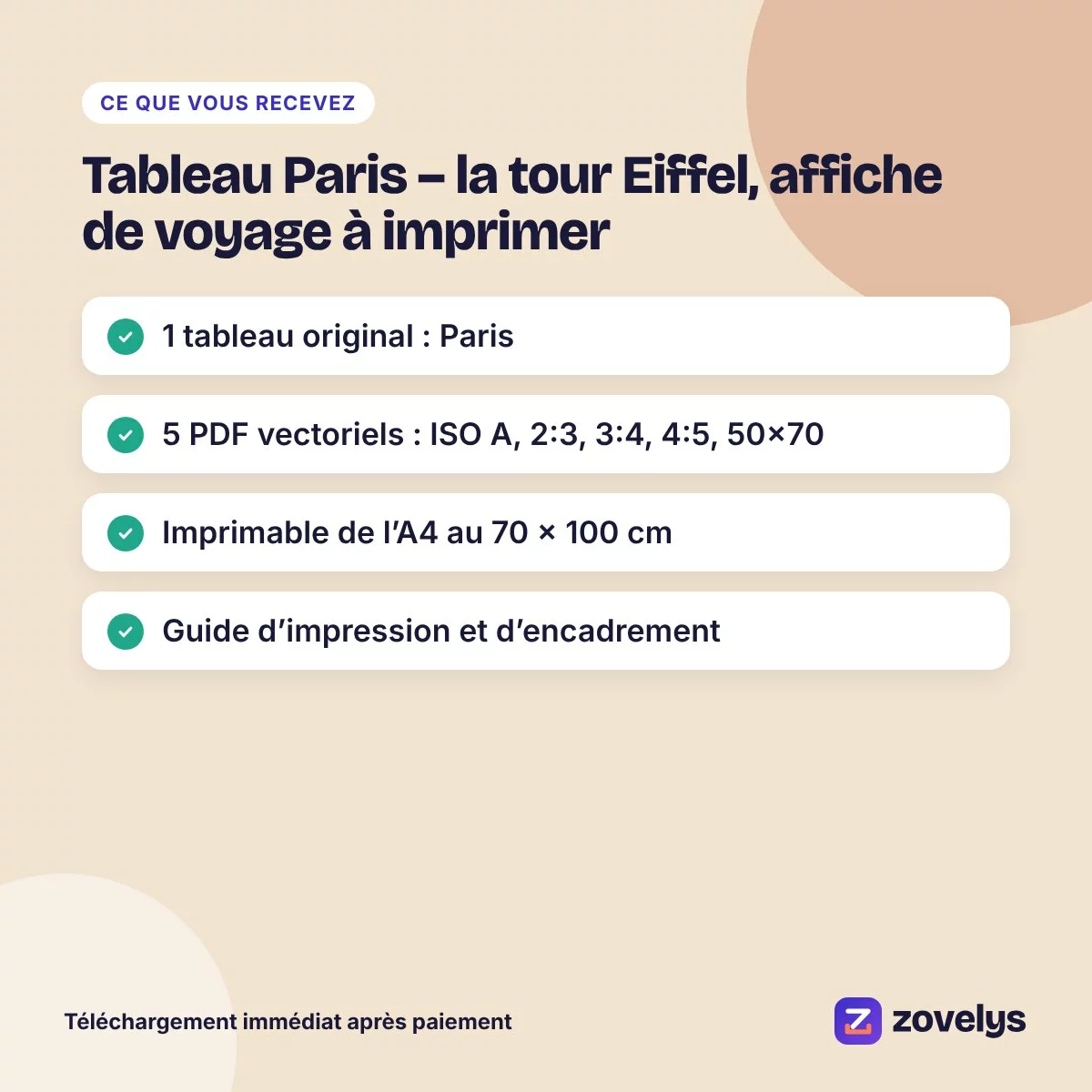 Tableau Paris – la tour Eiffel, affiche de voyage à imprimer – aperçu 4