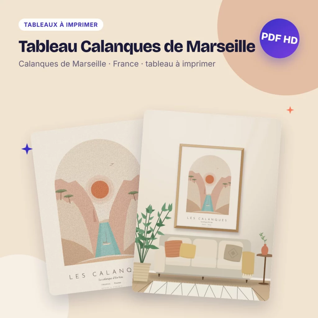 Tableau Calanques de Marseille – la calanque d’En-Vau, déco bohème