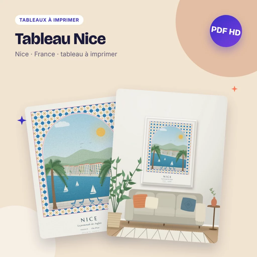 Tableau Nice – la promenade des Anglais, déco carreaux de ciment à imprimer