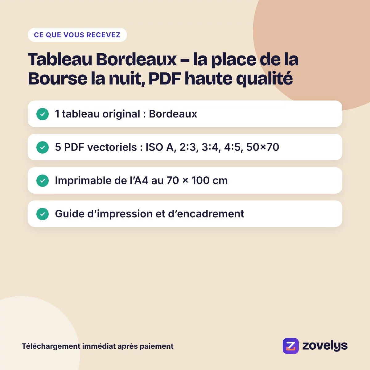 Tableau Bordeaux – la place de la Bourse la nuit, PDF haute qualité – aperçu 4