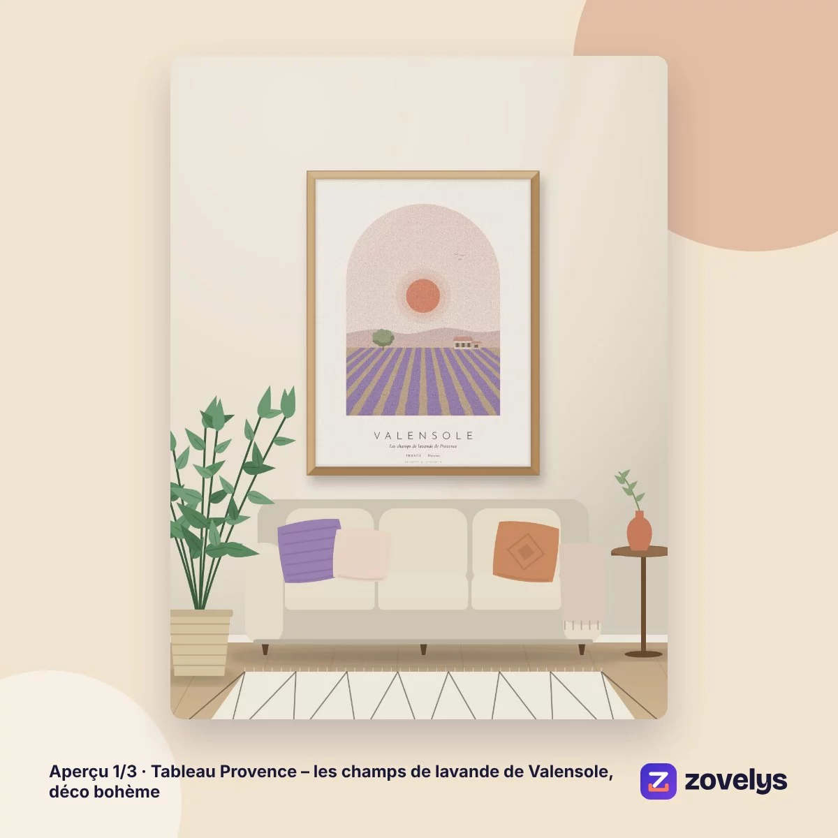 Tableau Provence – les champs de lavande de Valensole, déco bohème – aperçu 1