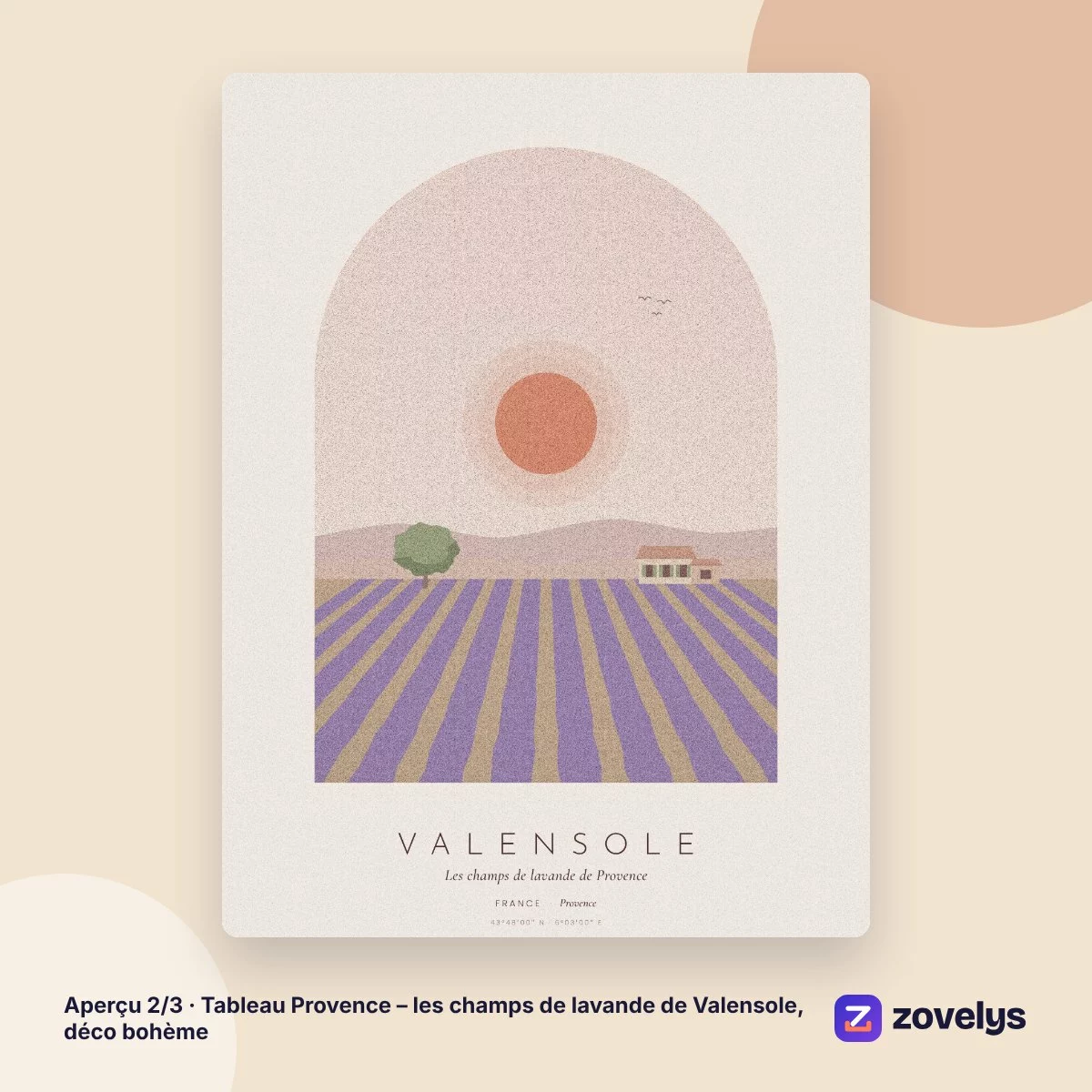 Tableau Provence – les champs de lavande de Valensole, déco bohème – aperçu 2