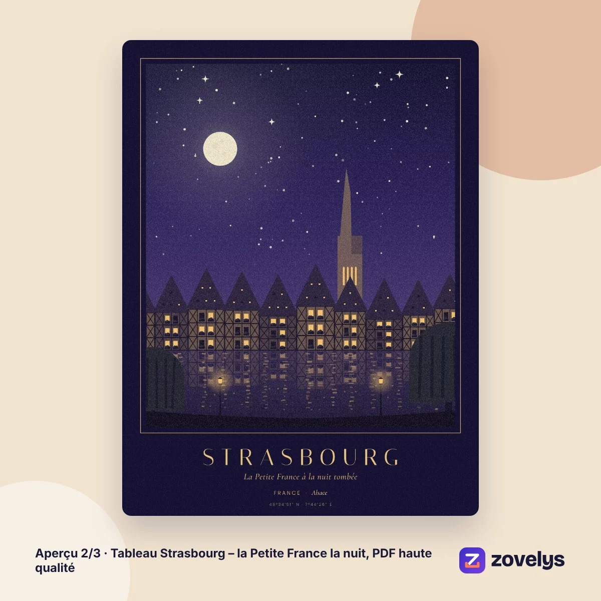 Tableau Strasbourg – la Petite France la nuit, PDF haute qualité – aperçu 2