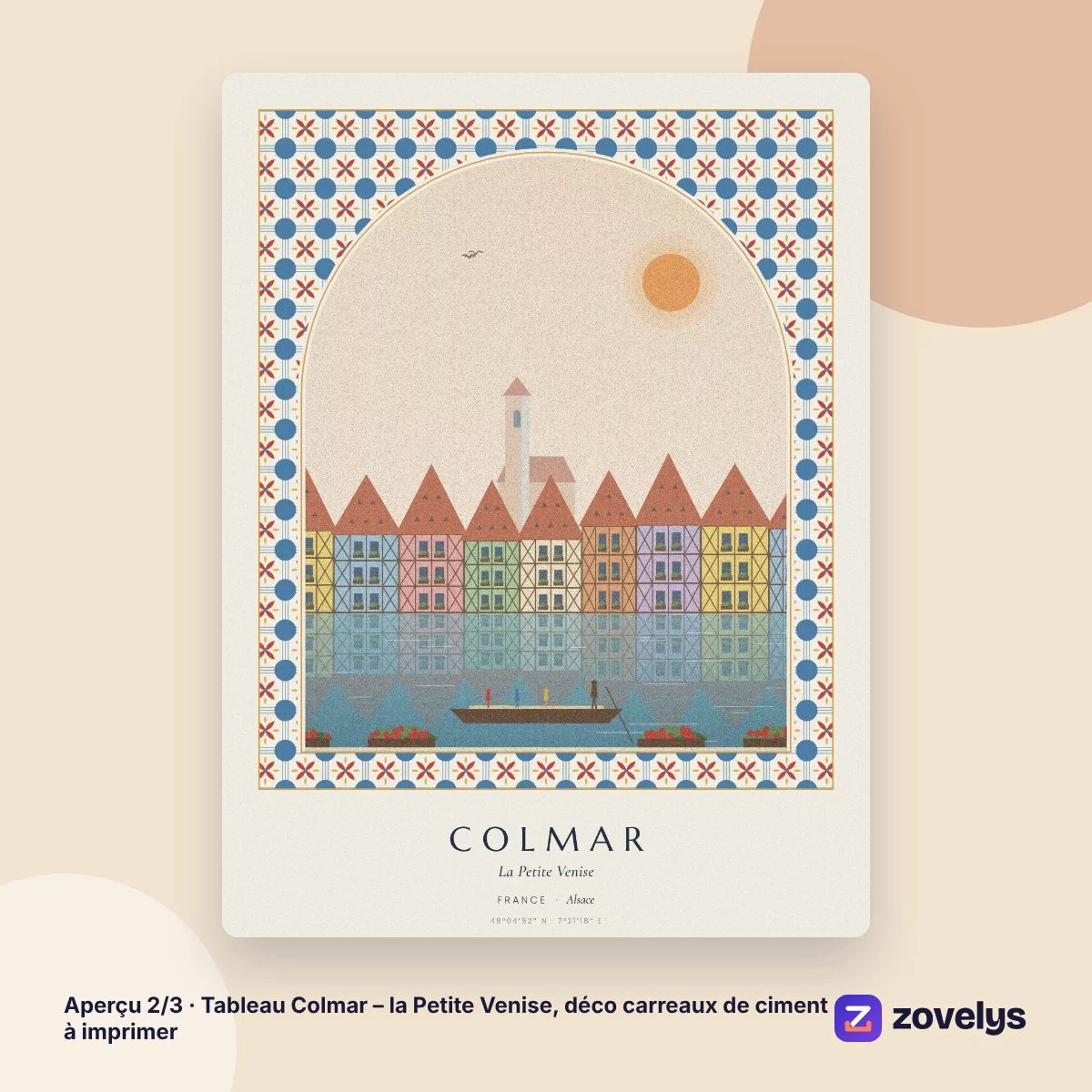 Tableau Colmar – la Petite Venise, déco carreaux de ciment à imprimer – aperçu 2