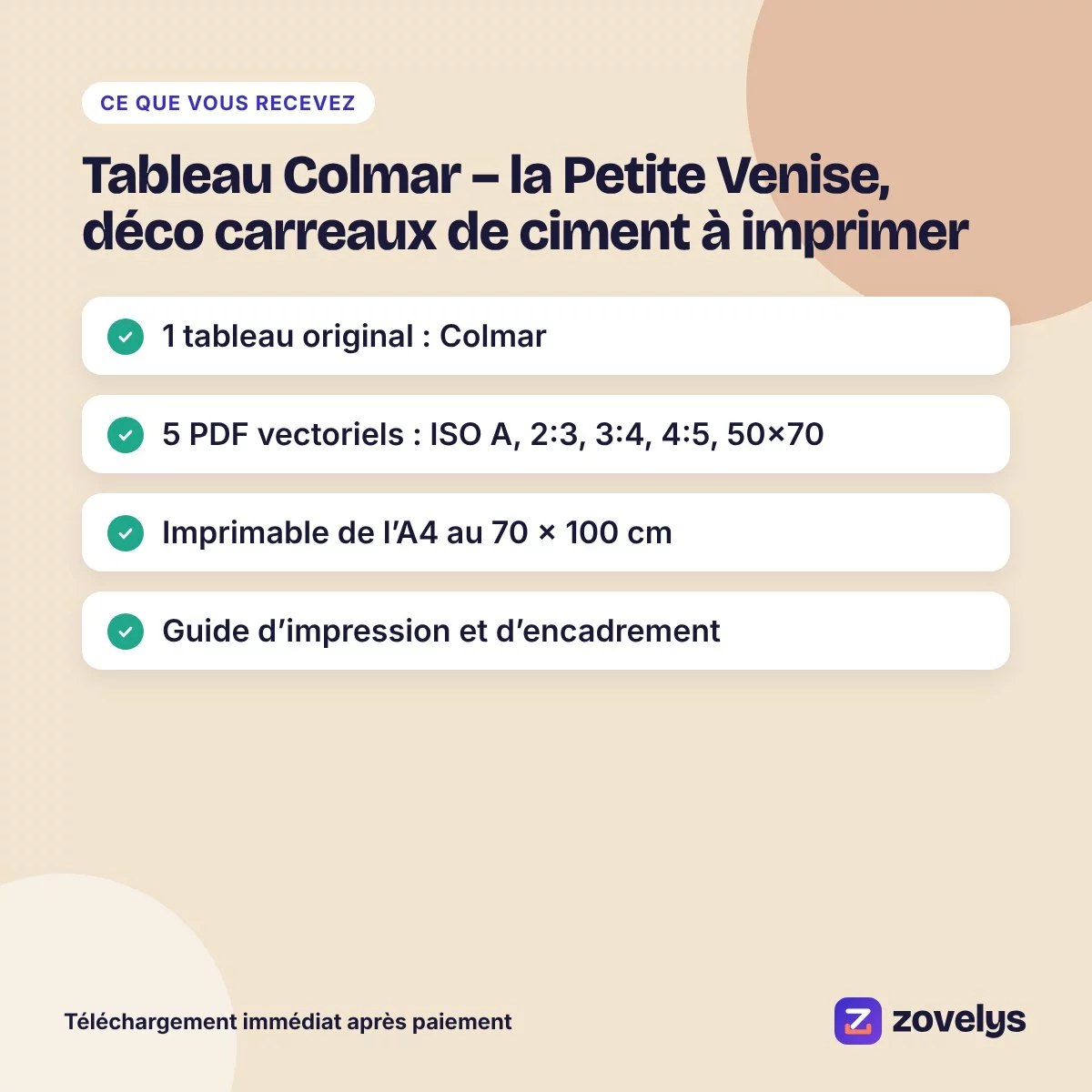 Tableau Colmar – la Petite Venise, déco carreaux de ciment à imprimer – aperçu 4