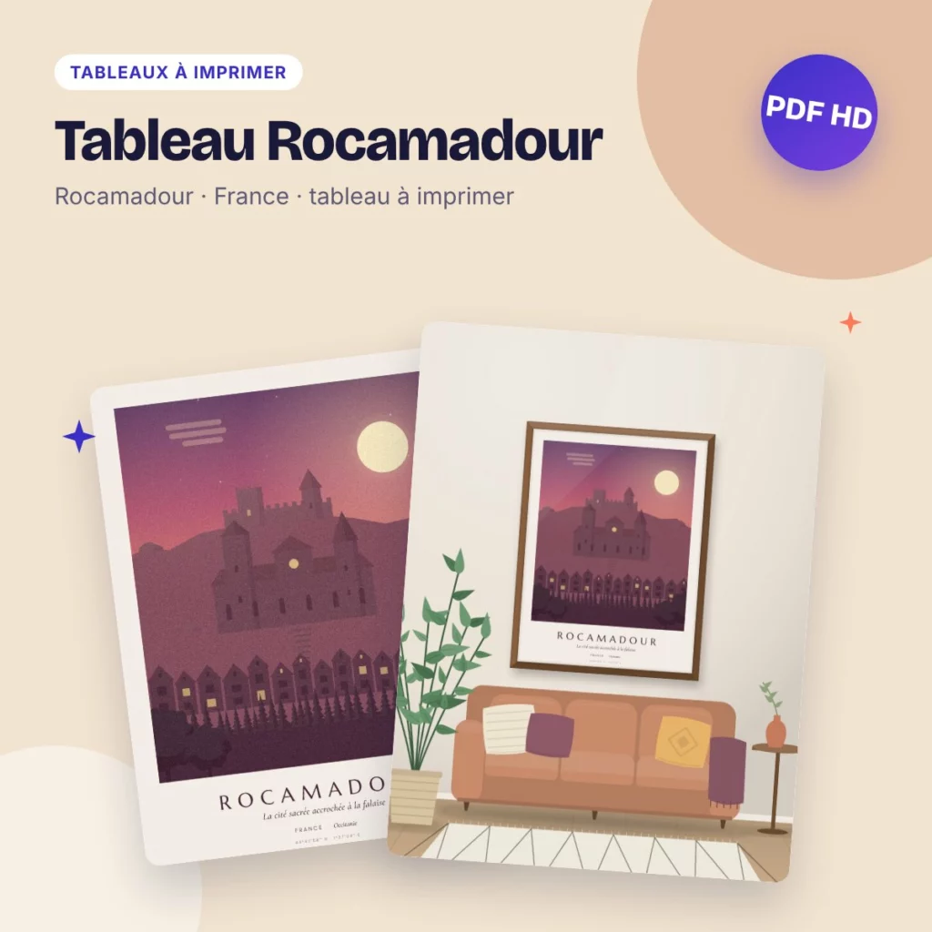 Tableau Rocamadour – la cité accrochée à la falaise, PDF haute qualité