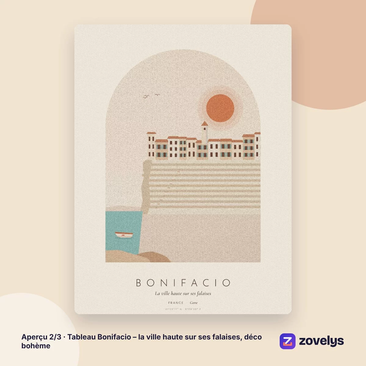 Tableau Bonifacio – la ville haute sur ses falaises, déco bohème – aperçu 2