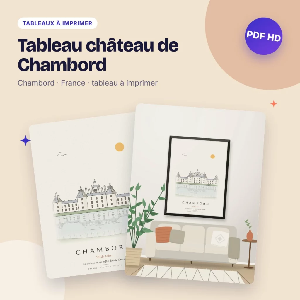 Tableau château de Chambord – dessin ligne claire à imprimer