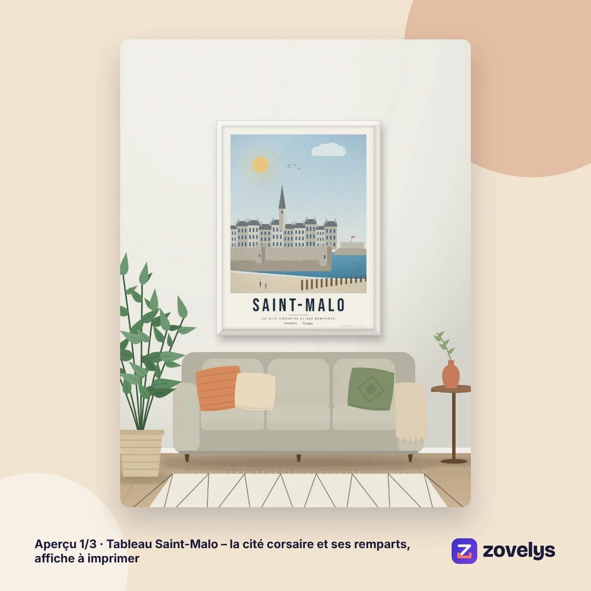 Tableau Saint-Malo – la cité corsaire et ses remparts, affiche à imprimer – aperçu 1