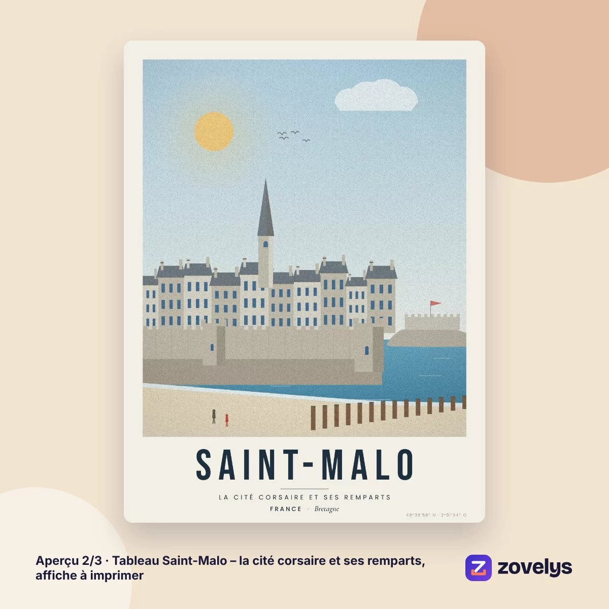 Tableau Saint-Malo – la cité corsaire et ses remparts, affiche à imprimer – aperçu 2
