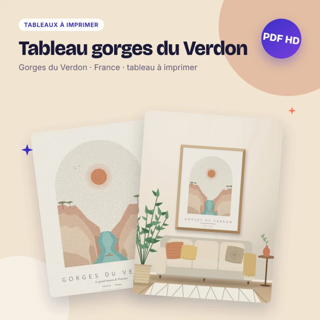 Tableau gorges du Verdon – le grand canyon, déco bohème à imprimer