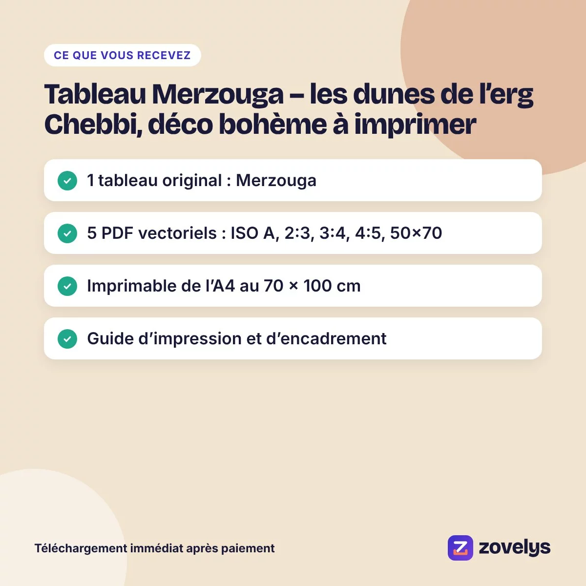 Tableau Merzouga – les dunes de l’erg Chebbi, déco bohème à imprimer – aperçu 4