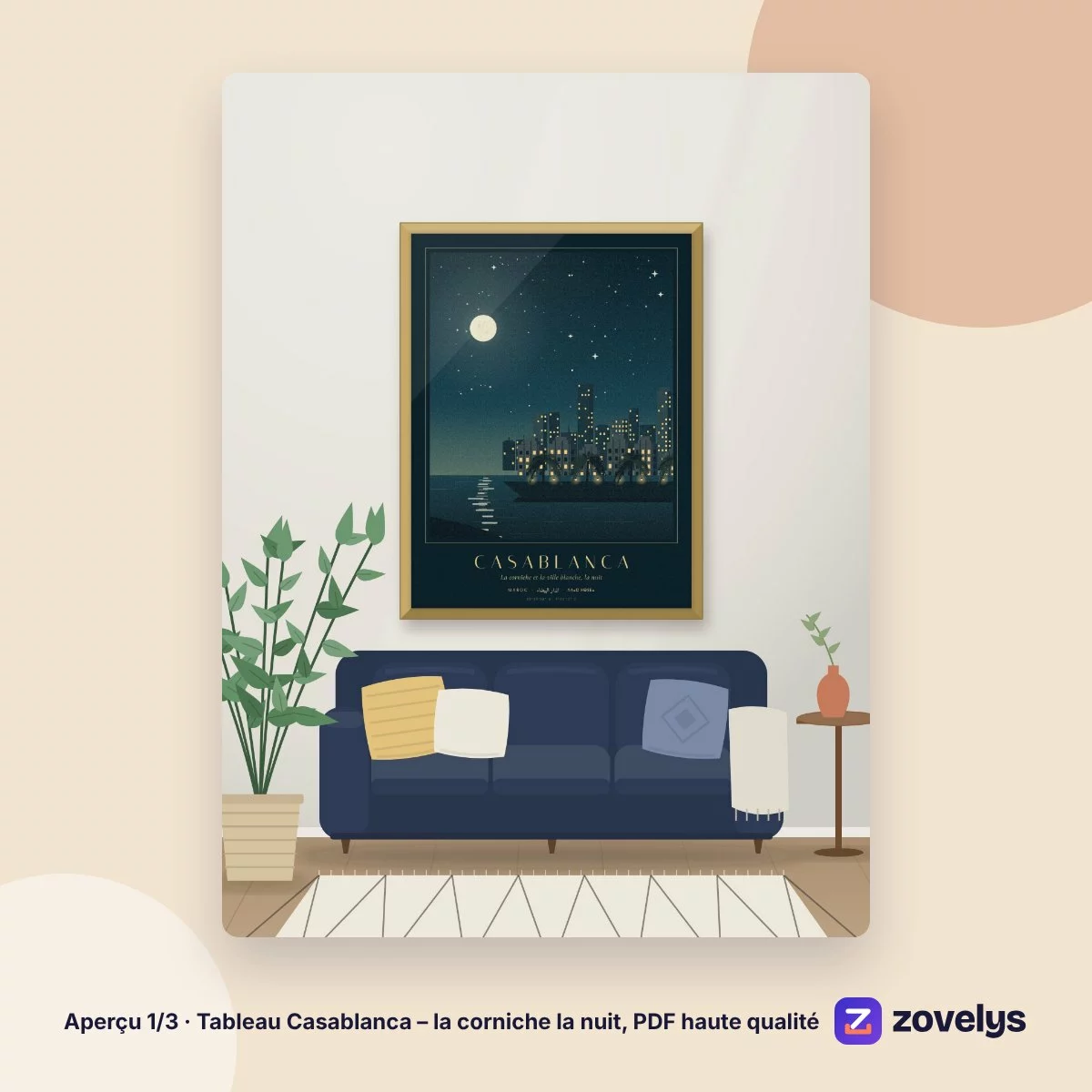 Tableau Casablanca – la corniche la nuit, PDF haute qualité – aperçu 1