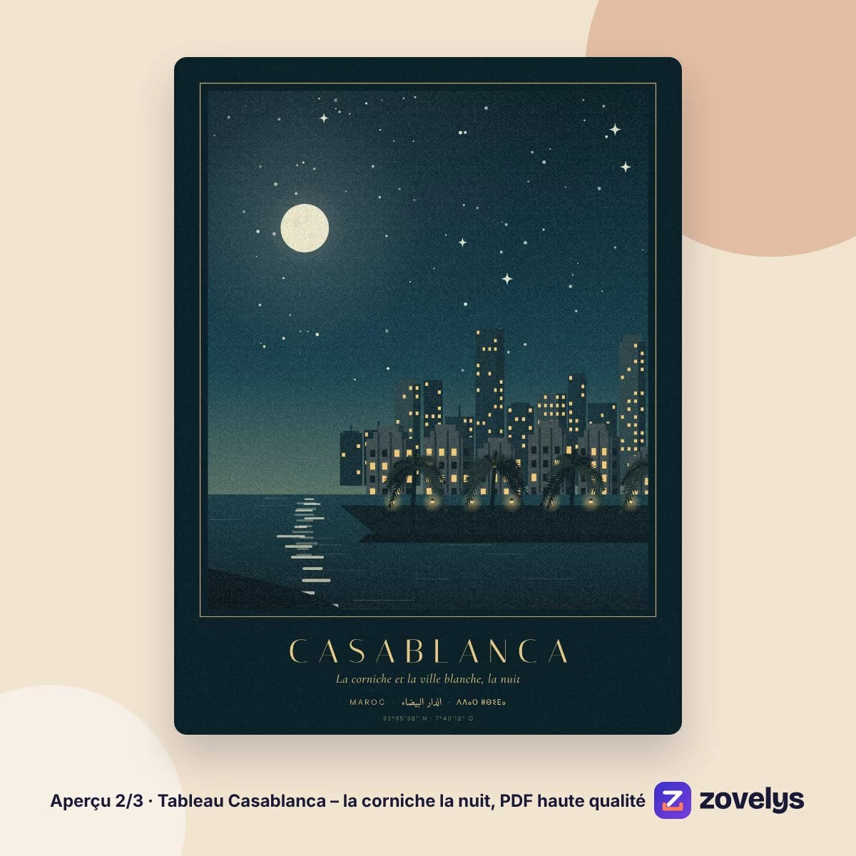 Tableau Casablanca – la corniche la nuit, PDF haute qualité – aperçu 2
