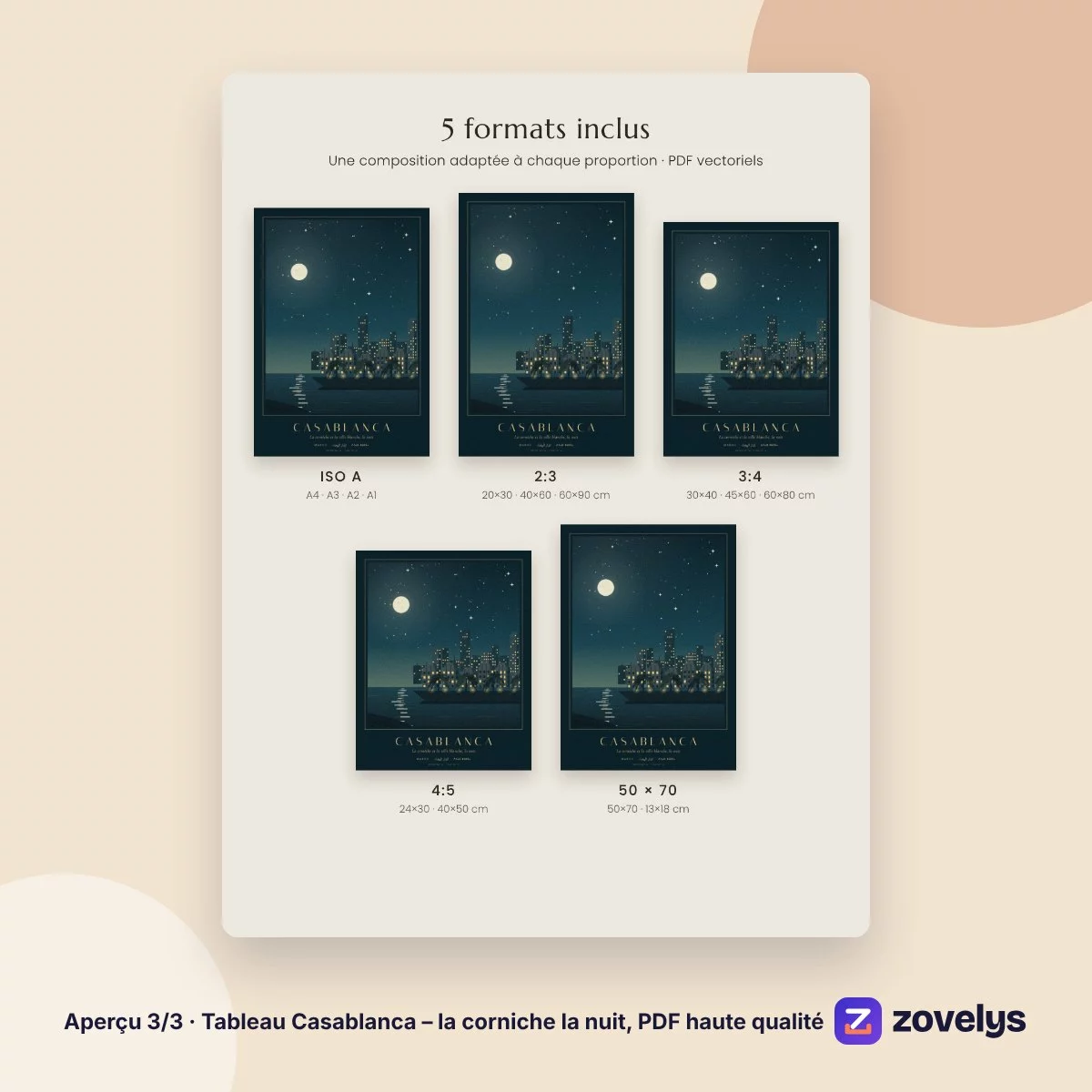 Tableau Casablanca – la corniche la nuit, PDF haute qualité – aperçu 3