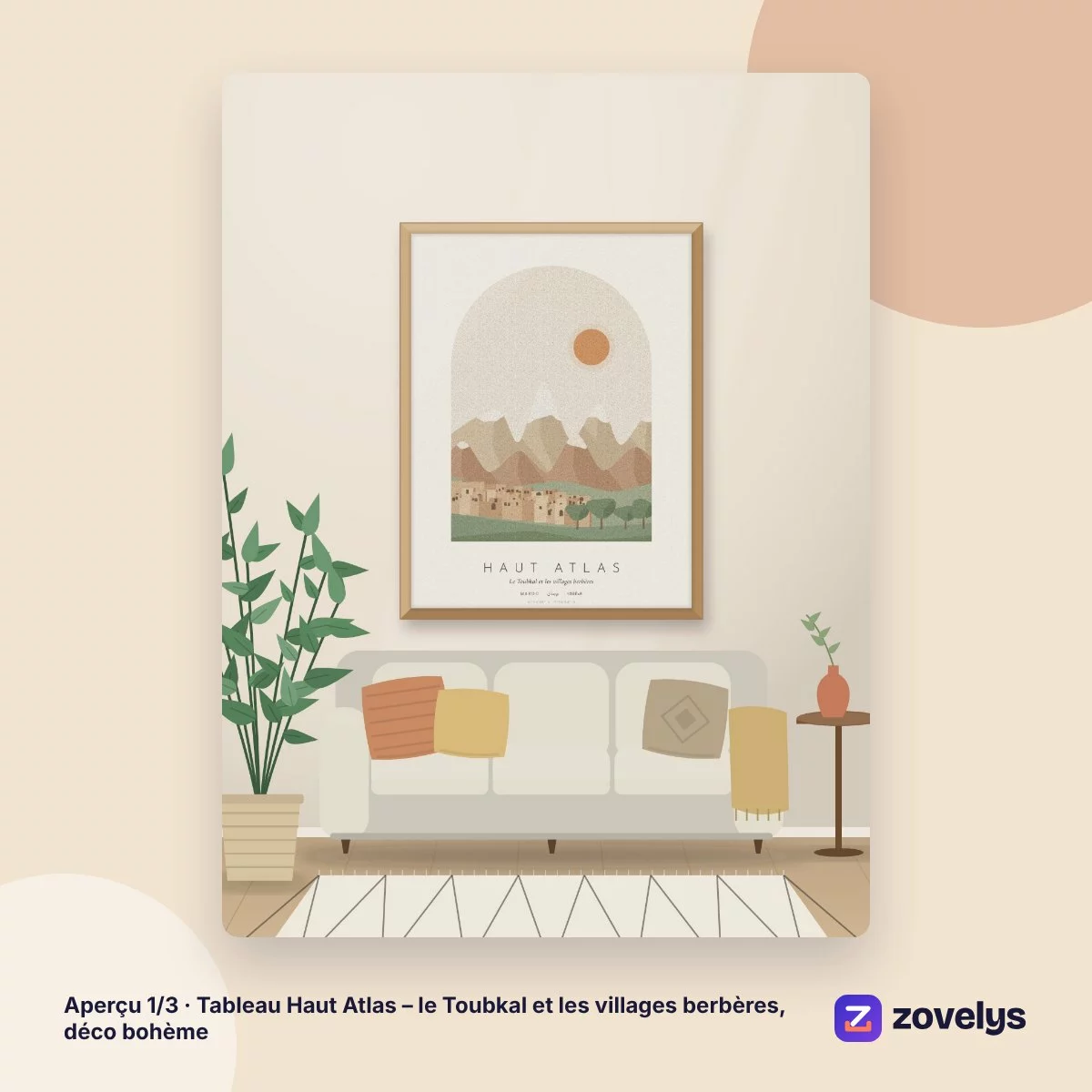 Tableau Haut Atlas – le Toubkal et les villages berbères, déco bohème – aperçu 1