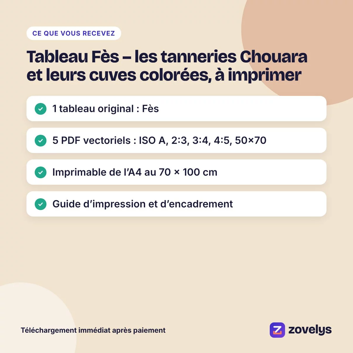 Tableau Fès – les tanneries Chouara et leurs cuves colorées, à imprimer – aperçu 4