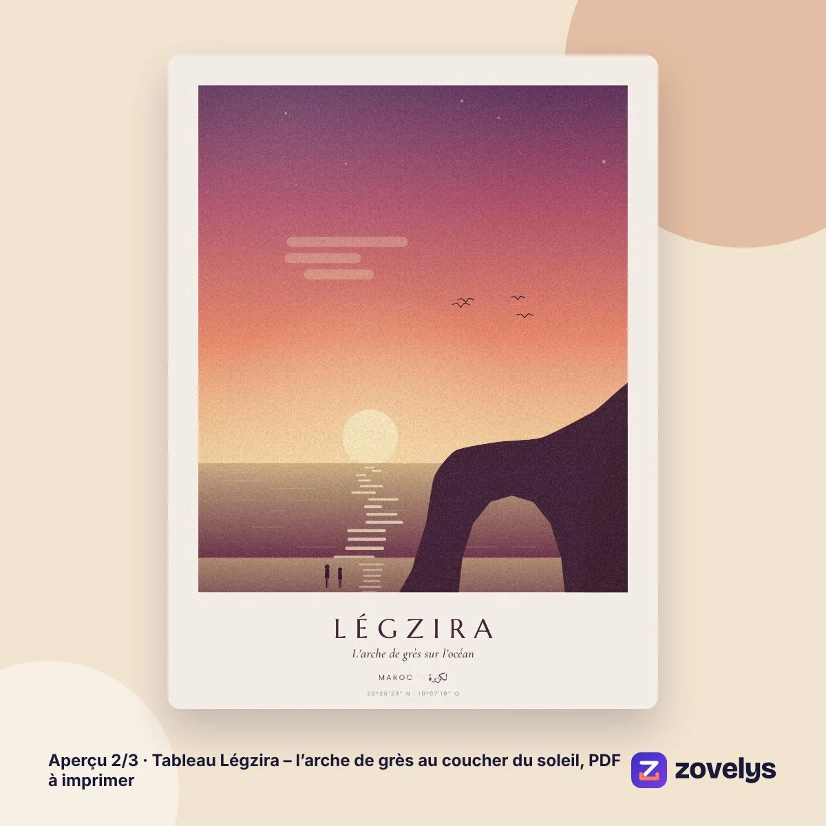 Tableau Légzira – l’arche de grès au coucher du soleil, PDF à imprimer – aperçu 2