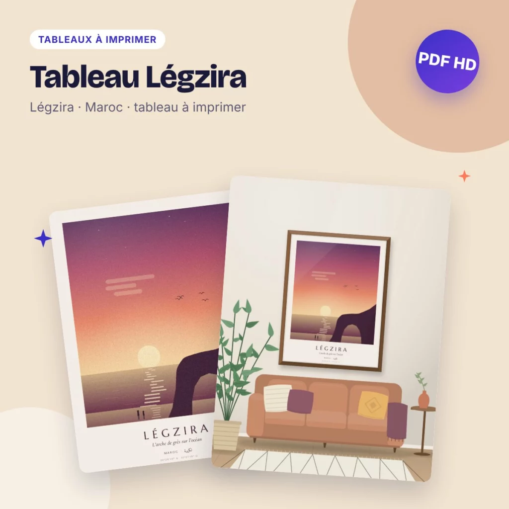 Tableau Légzira – l’arche de grès au coucher du soleil, PDF à imprimer