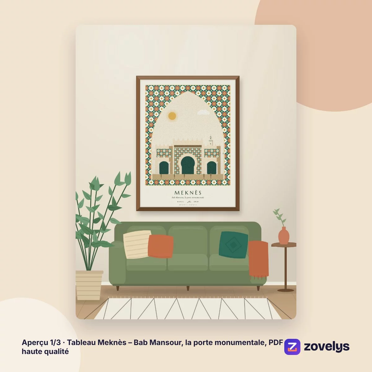 Tableau Meknès – Bab Mansour, la porte monumentale, PDF haute qualité – aperçu 1