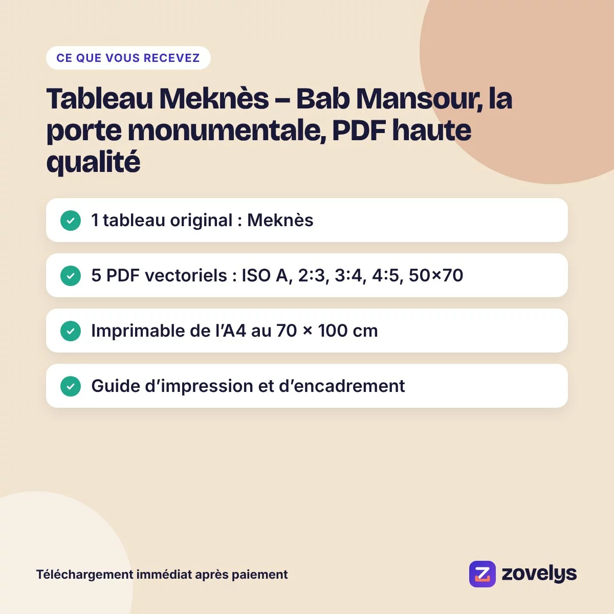 Tableau Meknès – Bab Mansour, la porte monumentale, PDF haute qualité – aperçu 4