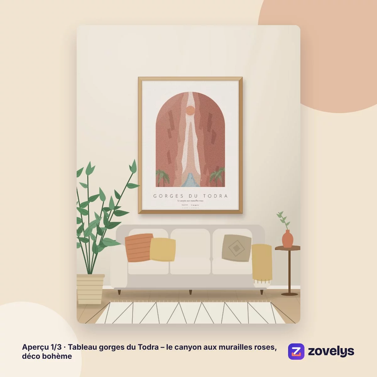 Tableau gorges du Todra – le canyon aux murailles roses, déco bohème – aperçu 1