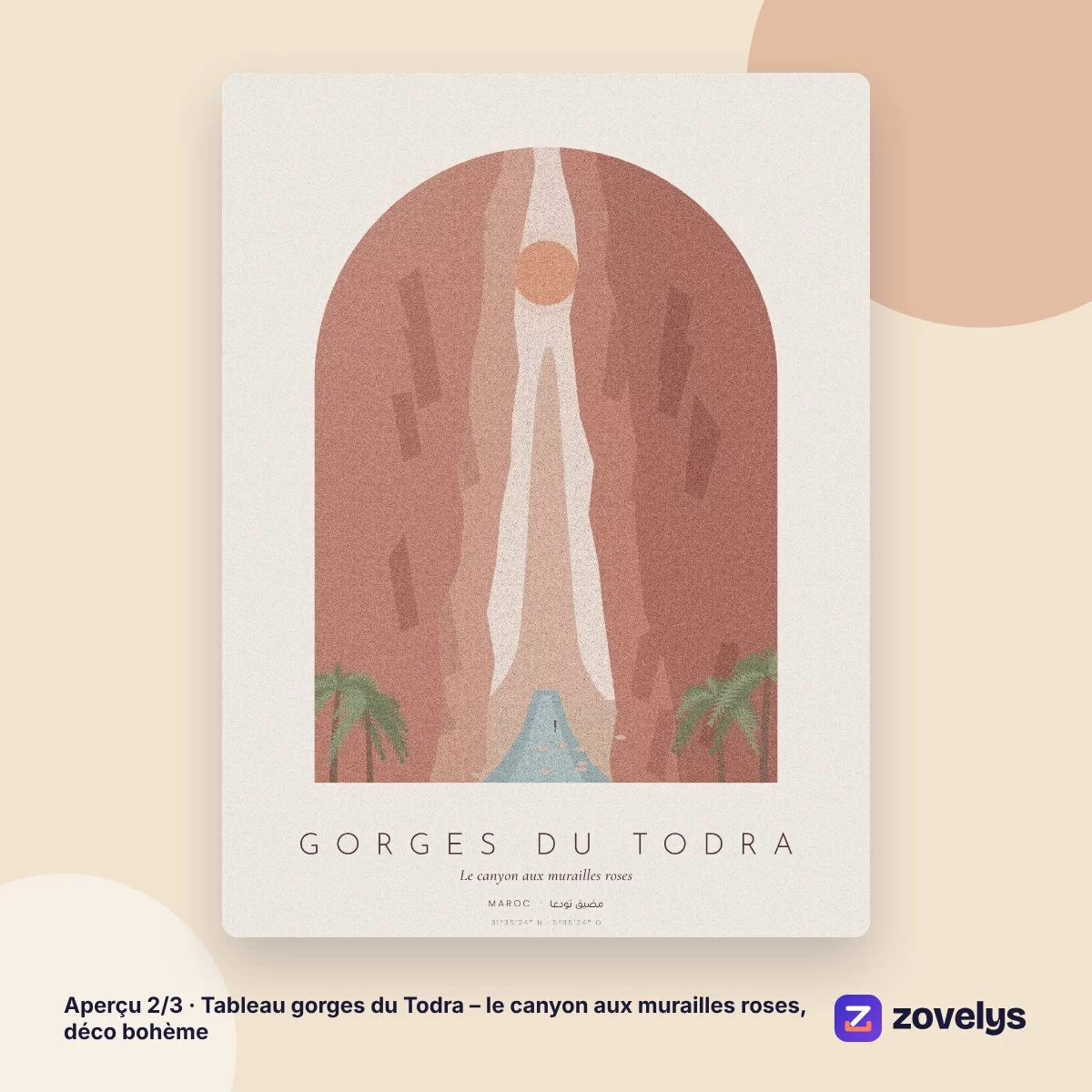 Tableau gorges du Todra – le canyon aux murailles roses, déco bohème – aperçu 2