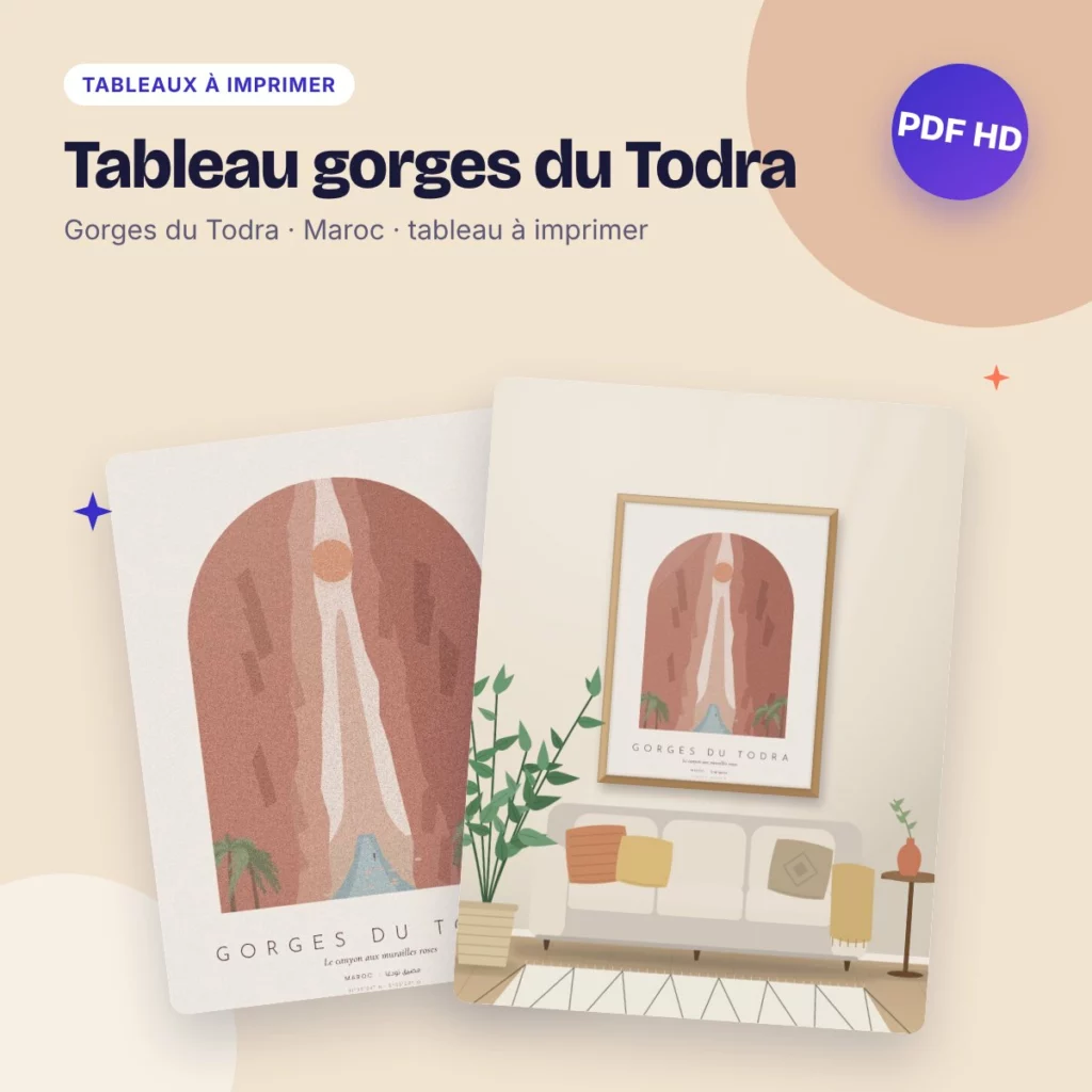 Tableau gorges du Todra – le canyon aux murailles roses, déco bohème