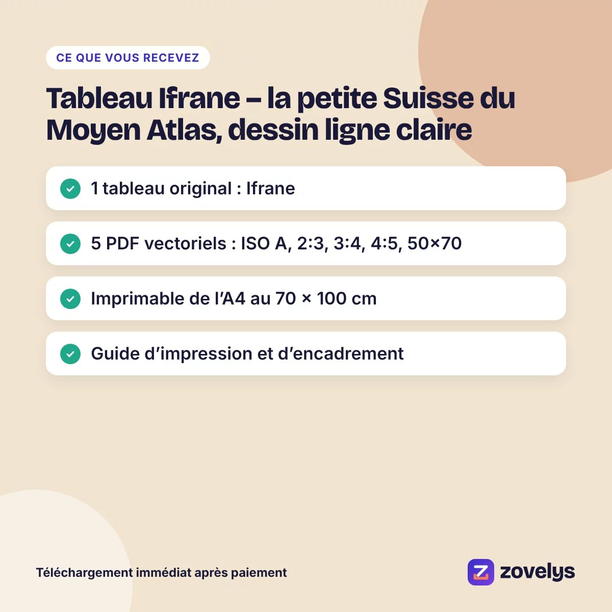 Tableau Ifrane – la petite Suisse du Moyen Atlas, dessin ligne claire – aperçu 4