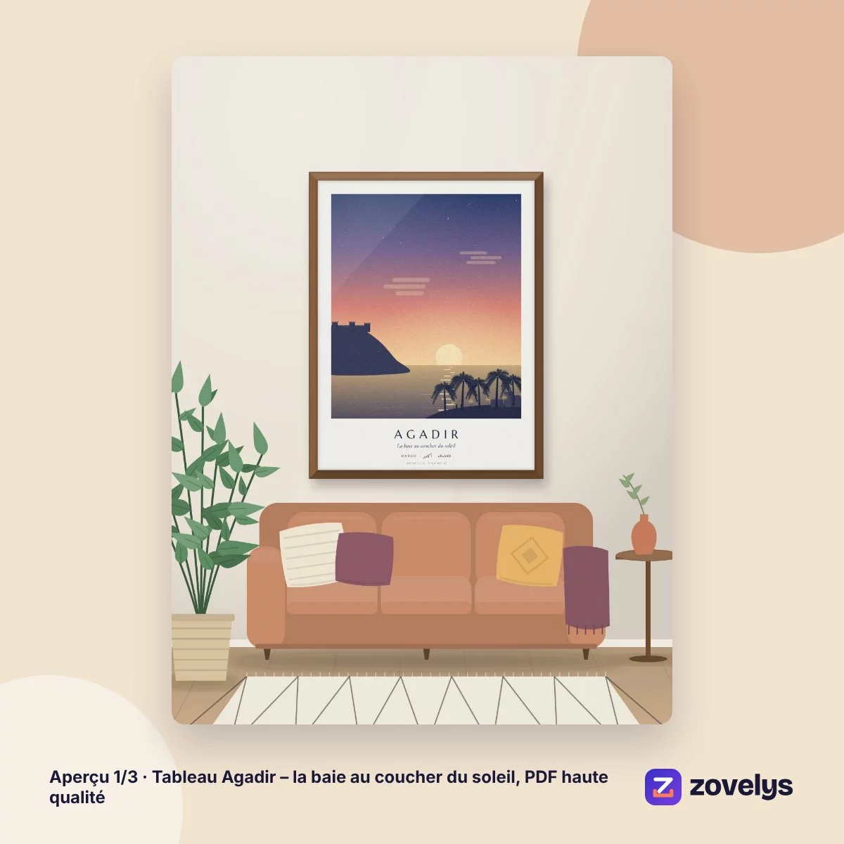 Tableau Agadir – la baie au coucher du soleil, PDF haute qualité – aperçu 1