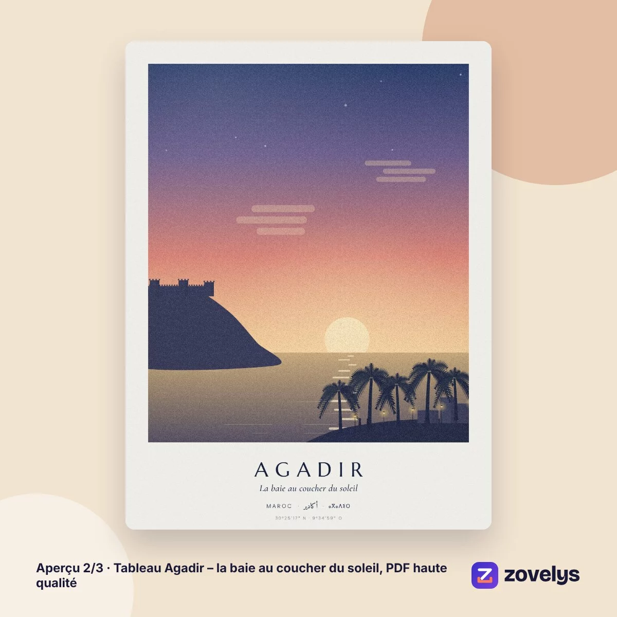Tableau Agadir – la baie au coucher du soleil, PDF haute qualité – aperçu 2